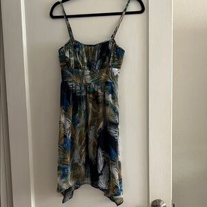 Johnny Martin Navy Feather-Print High-Low Sundress